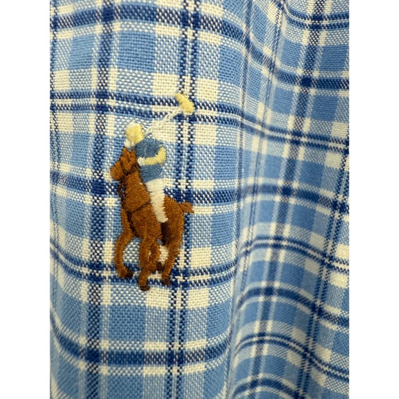 Polo Ralph Lauren Shirt Mens 5XB Blue Plaid Stretch Oxford Plaid Button Up - Picture 5 of 10